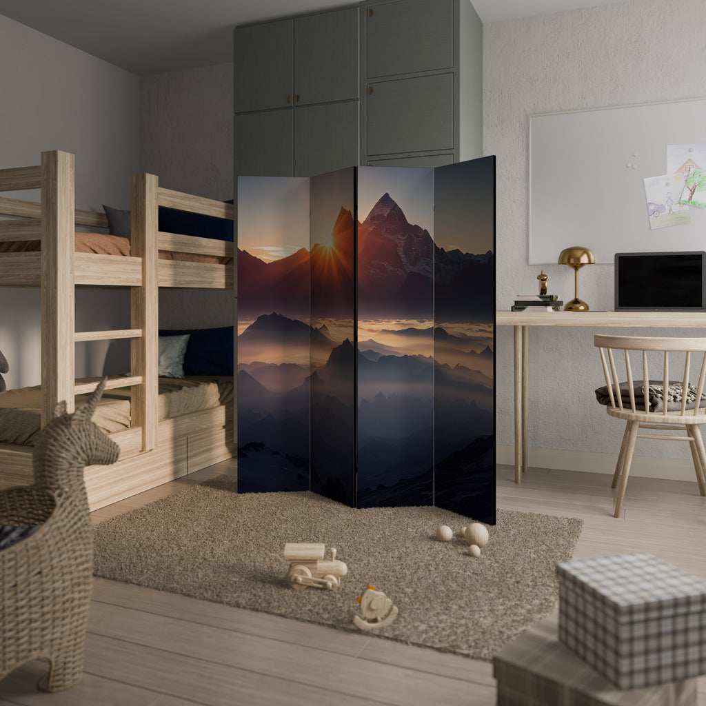 Biombo decorativo de 4 paneles MONTAÑAS AL AMANECER