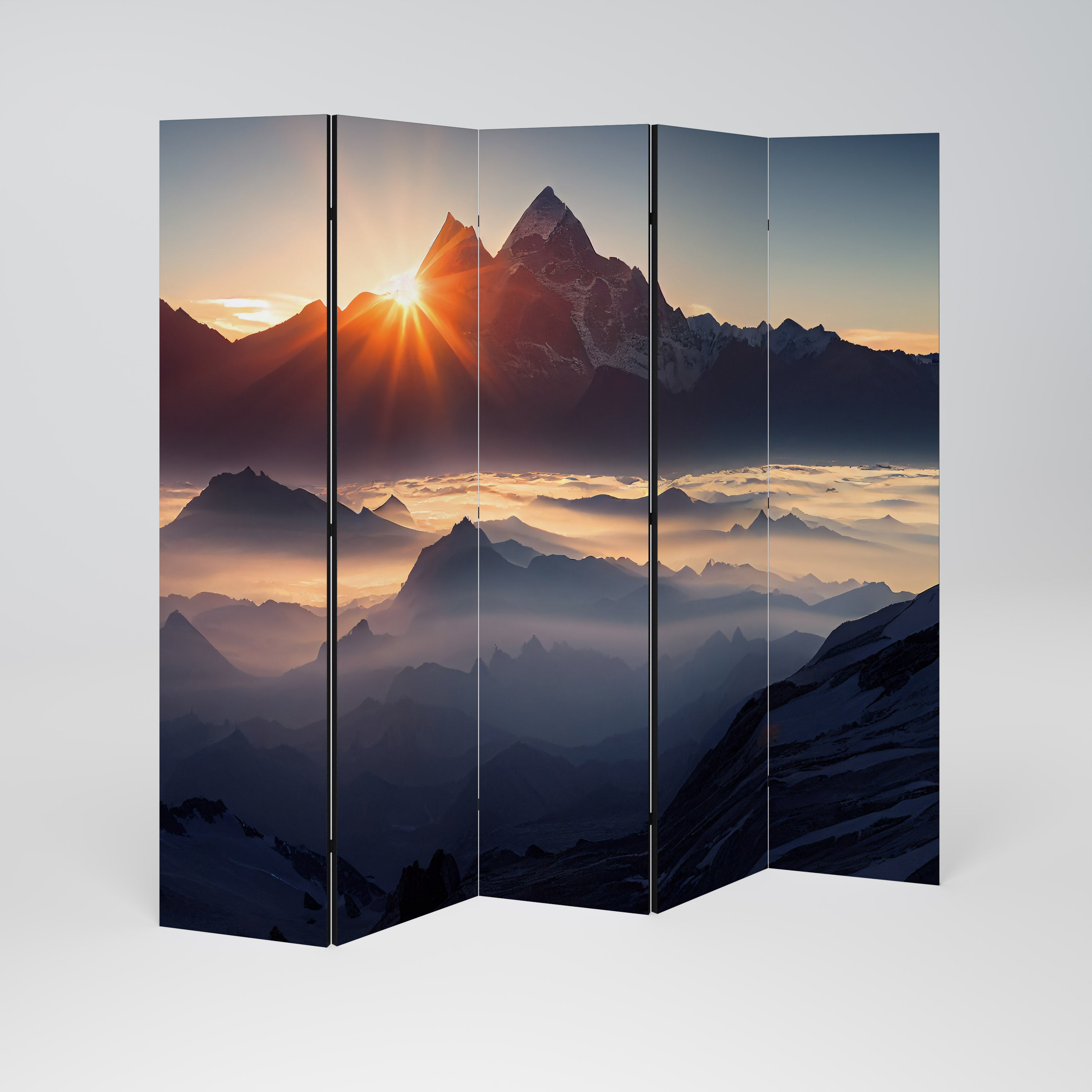 MOUNTAINS AT DAWN Decorative 5-Panel Room Divider