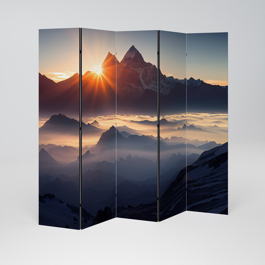 MOUNTAINS AT DAWN Decorative 5-Panel Room Divider