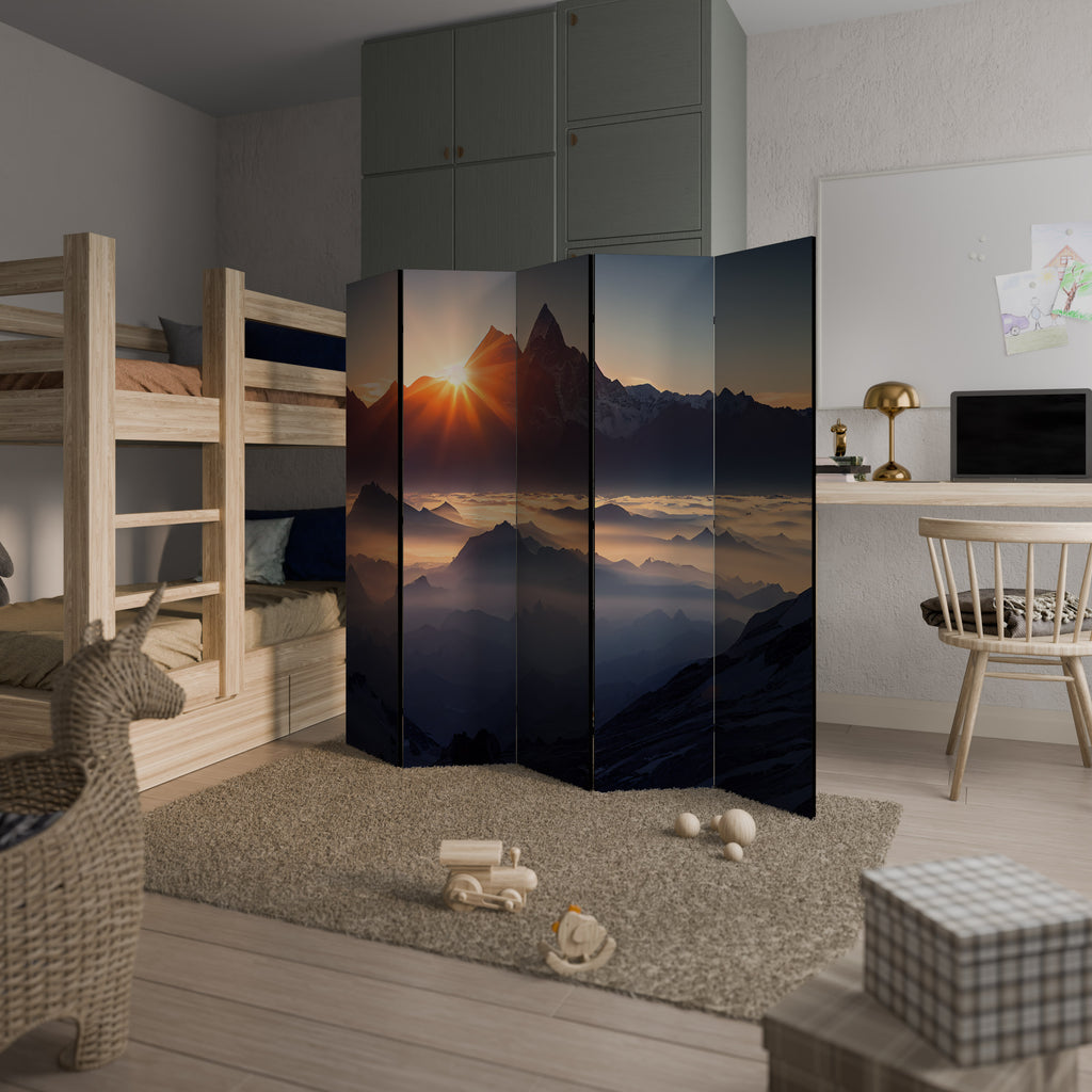 MOUNTAINS AT DAWN Decorative 5-Panel Room Divider