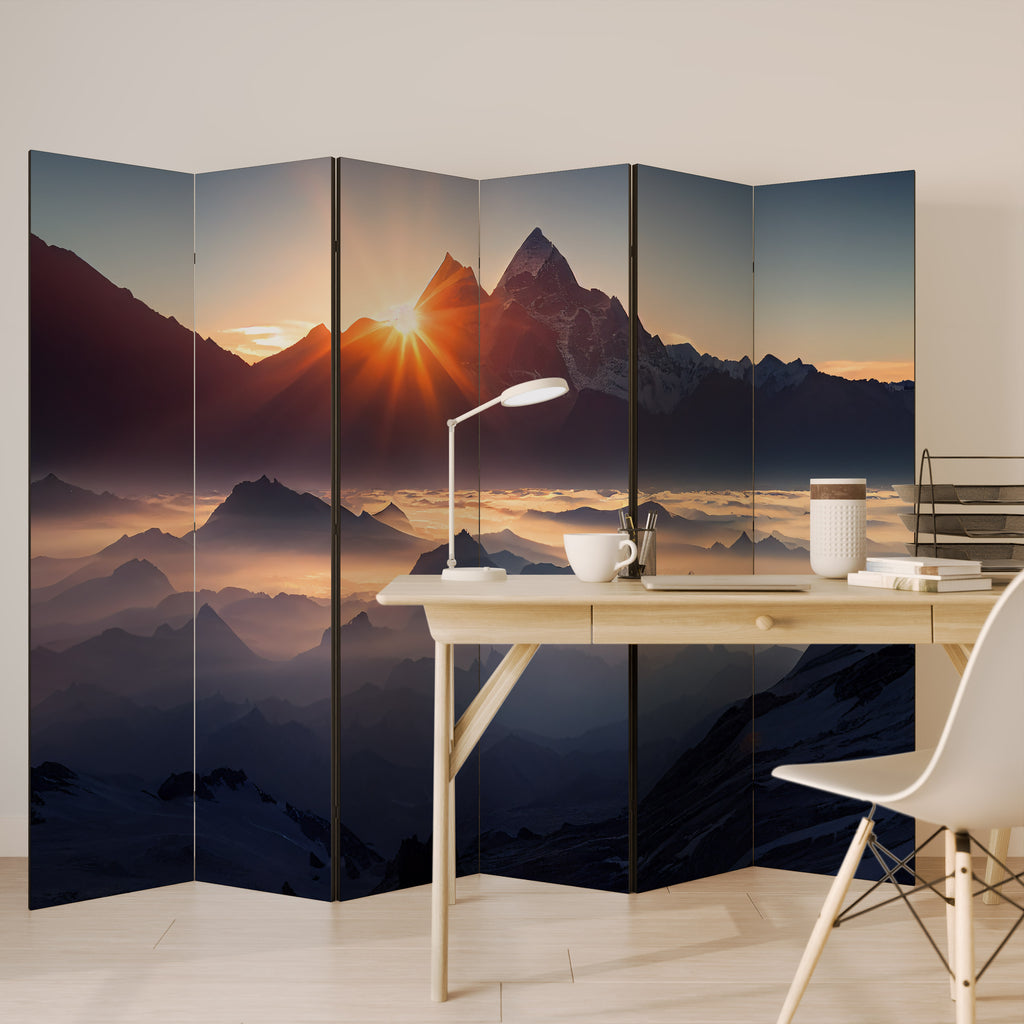 Biombo decorativo de 6 paneles MONTAÑAS AL AMANECER