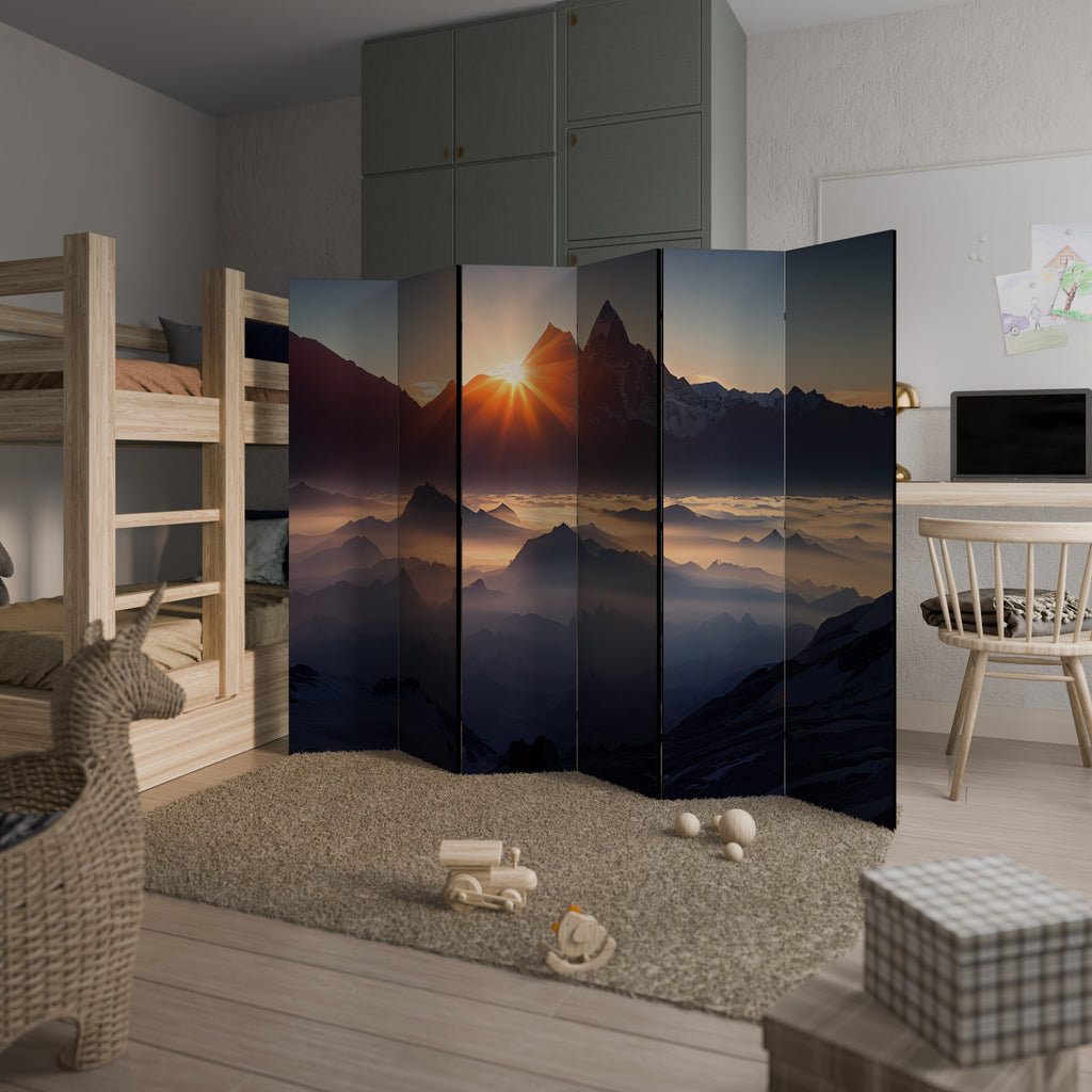 Biombo decorativo de 6 paneles MONTAÑAS AL AMANECER