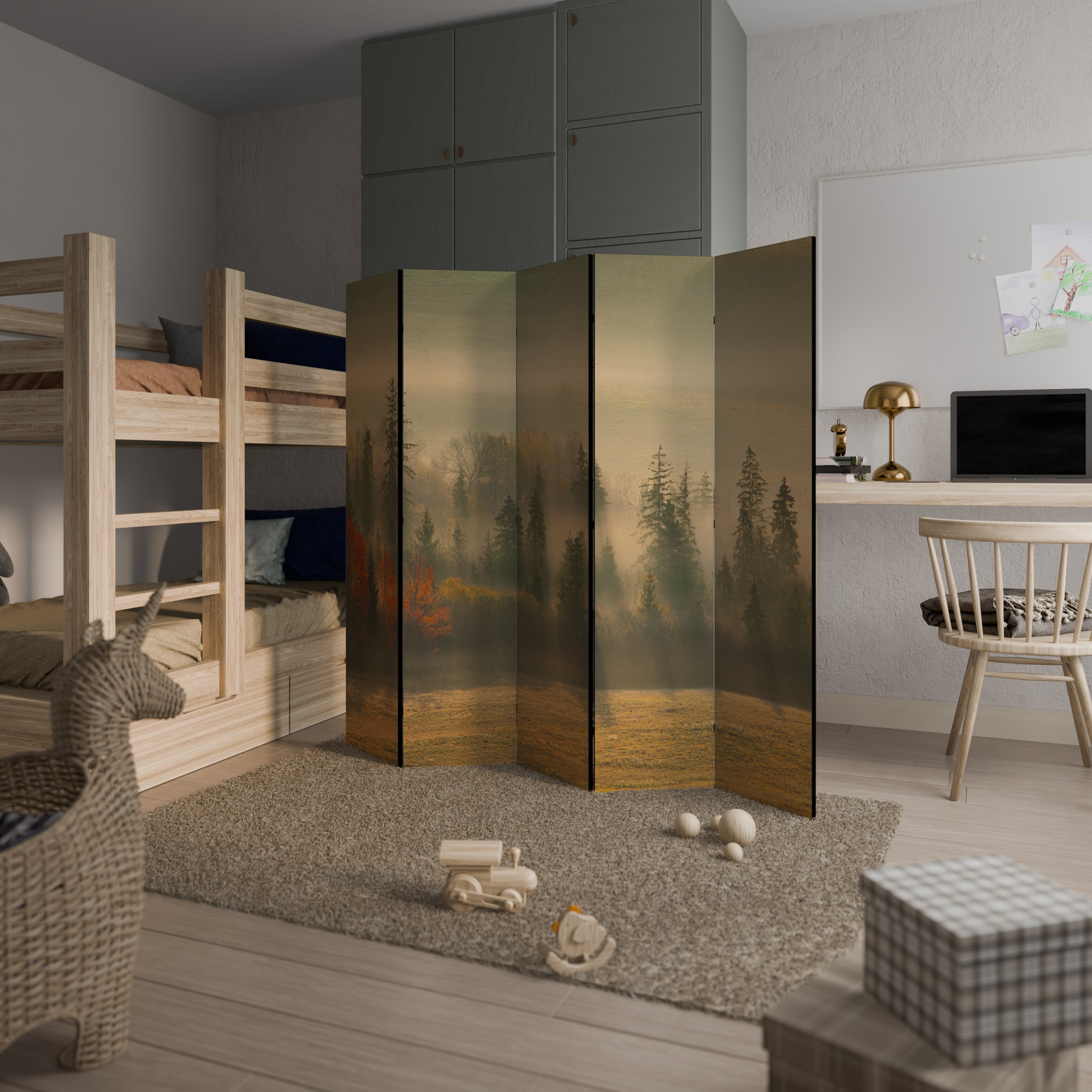 GILDING HOURS Decorative 5-Panel Room Divider