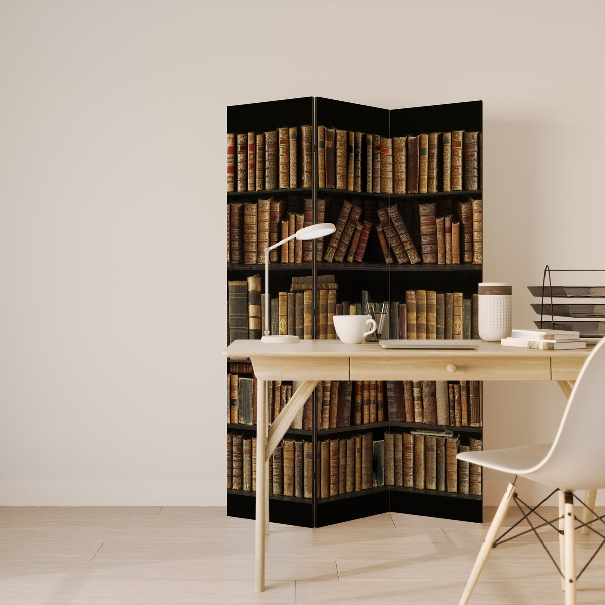 SHELVES OF TIME Biombo de 3 paneles
