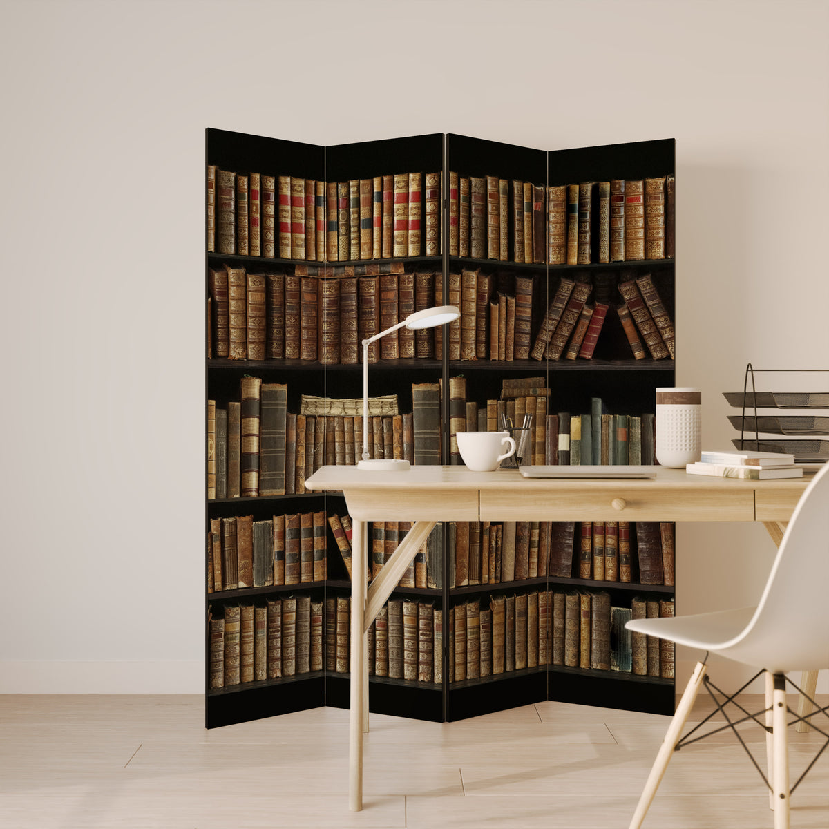 SHELVES OF TIME Biombo de 4 paneles