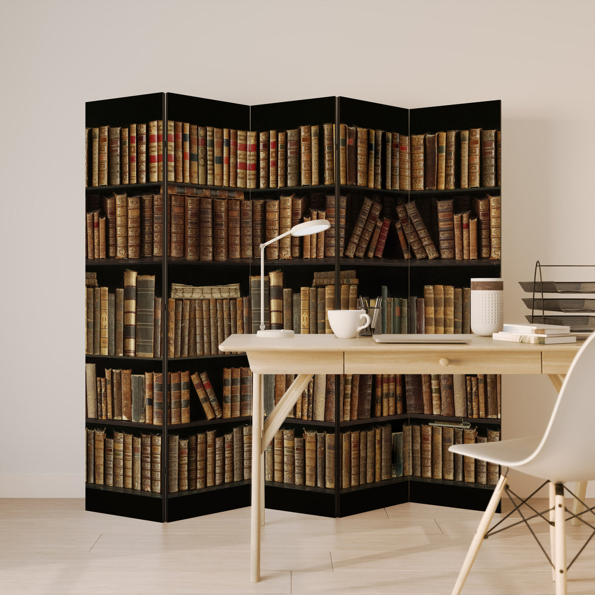 SHELVES OF TIME Biombo de 5 paneles