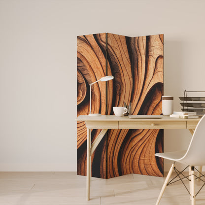 WOODEN WAVES UNFOLDED Biombo de 3 paneles