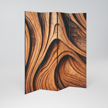 WOODEN WAVES UNFOLDED 4-Panel Room Divider