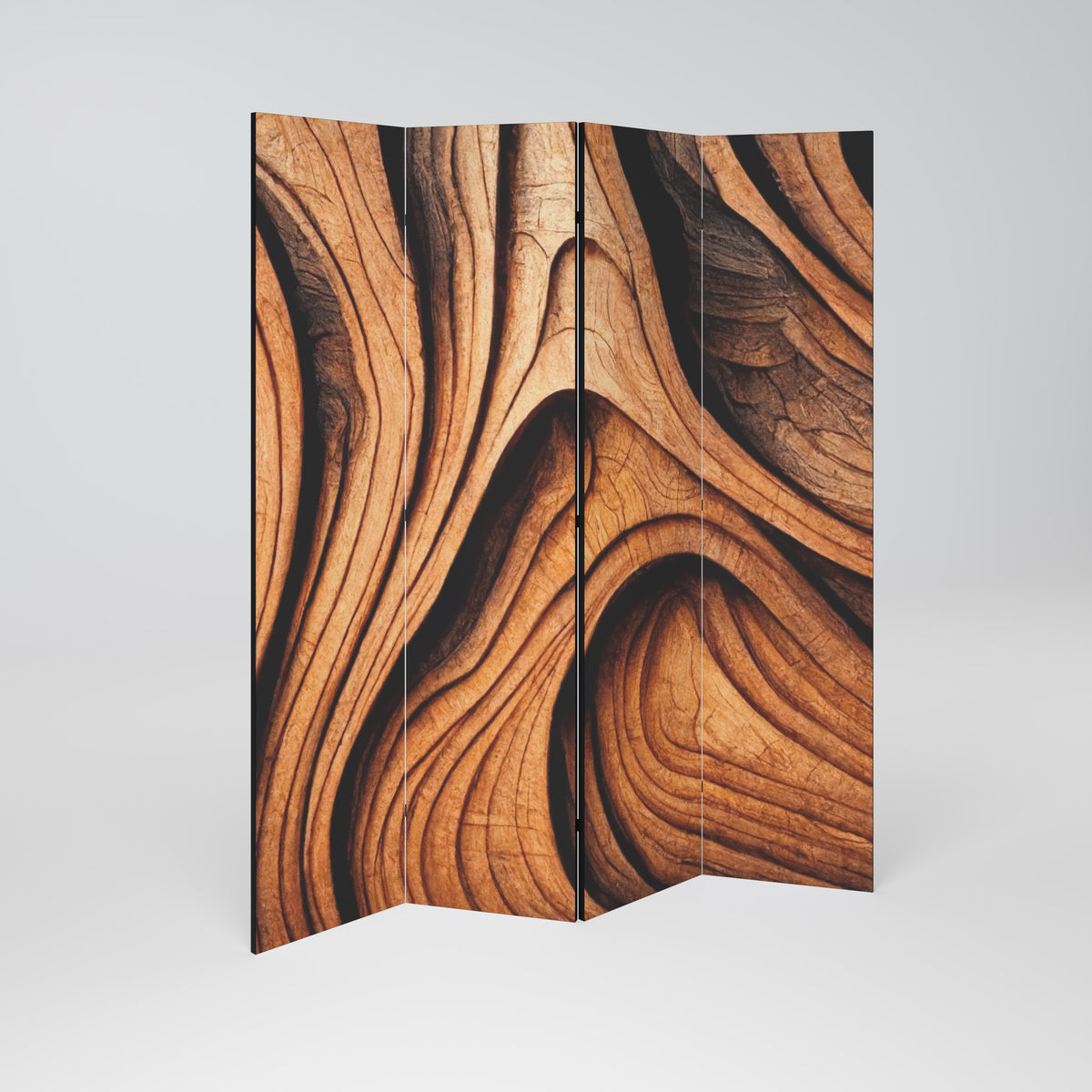 WOODEN WAVES UNFOLDED Biombo de 4 paneles