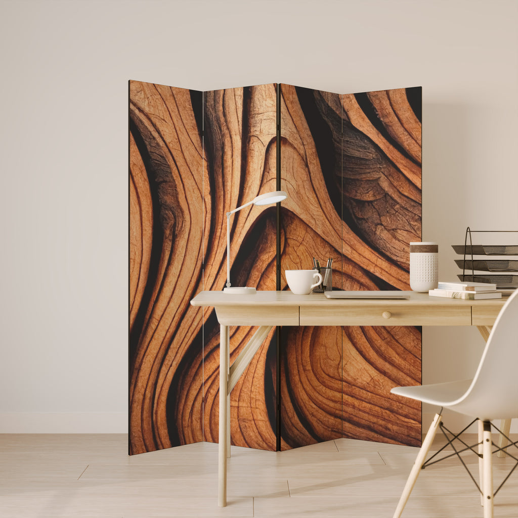 Biombo decorativo de 4 paneles WOODEN WAVES UNFOLDED