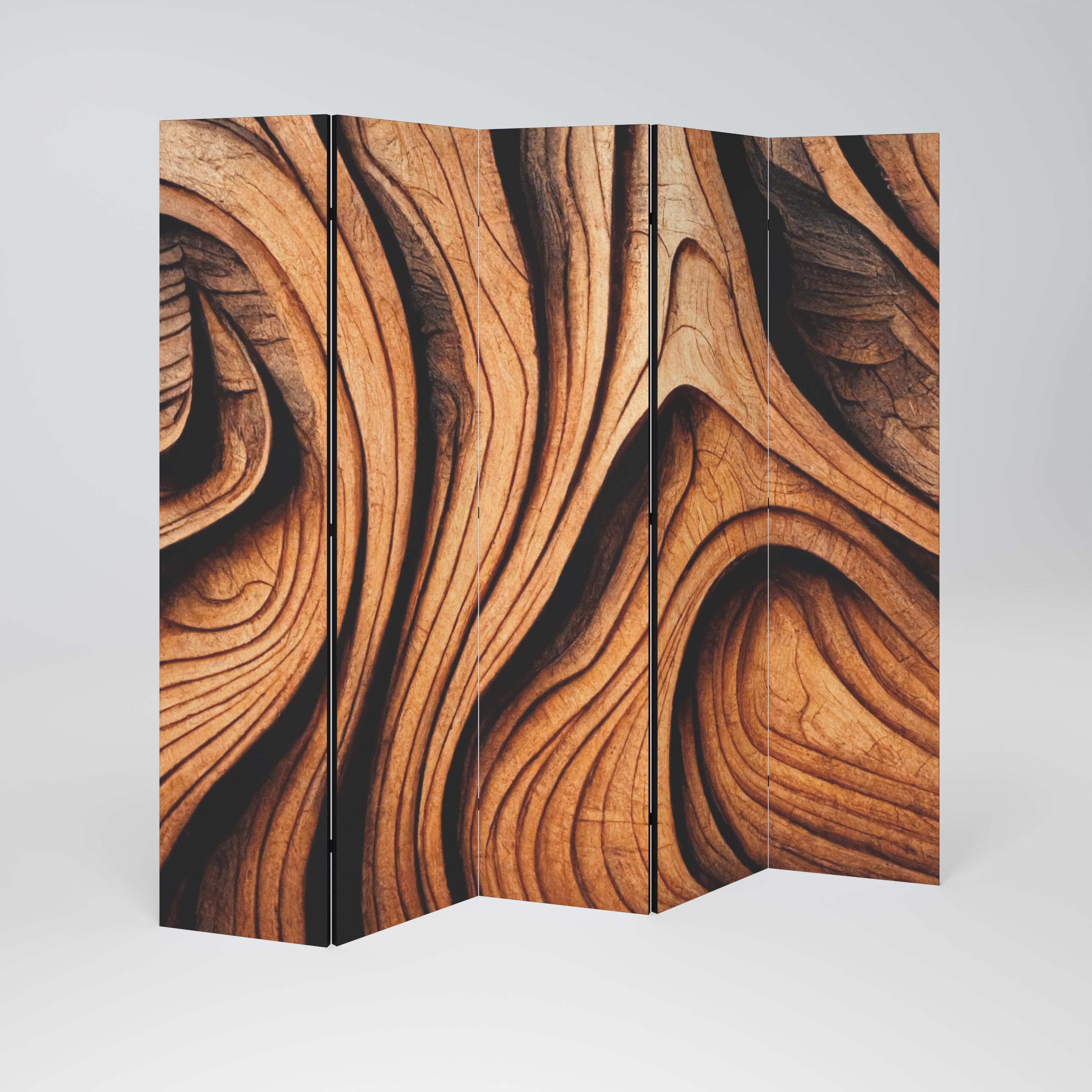 WOODEN WAVES UNFOLDED Biombo de 5 paneles