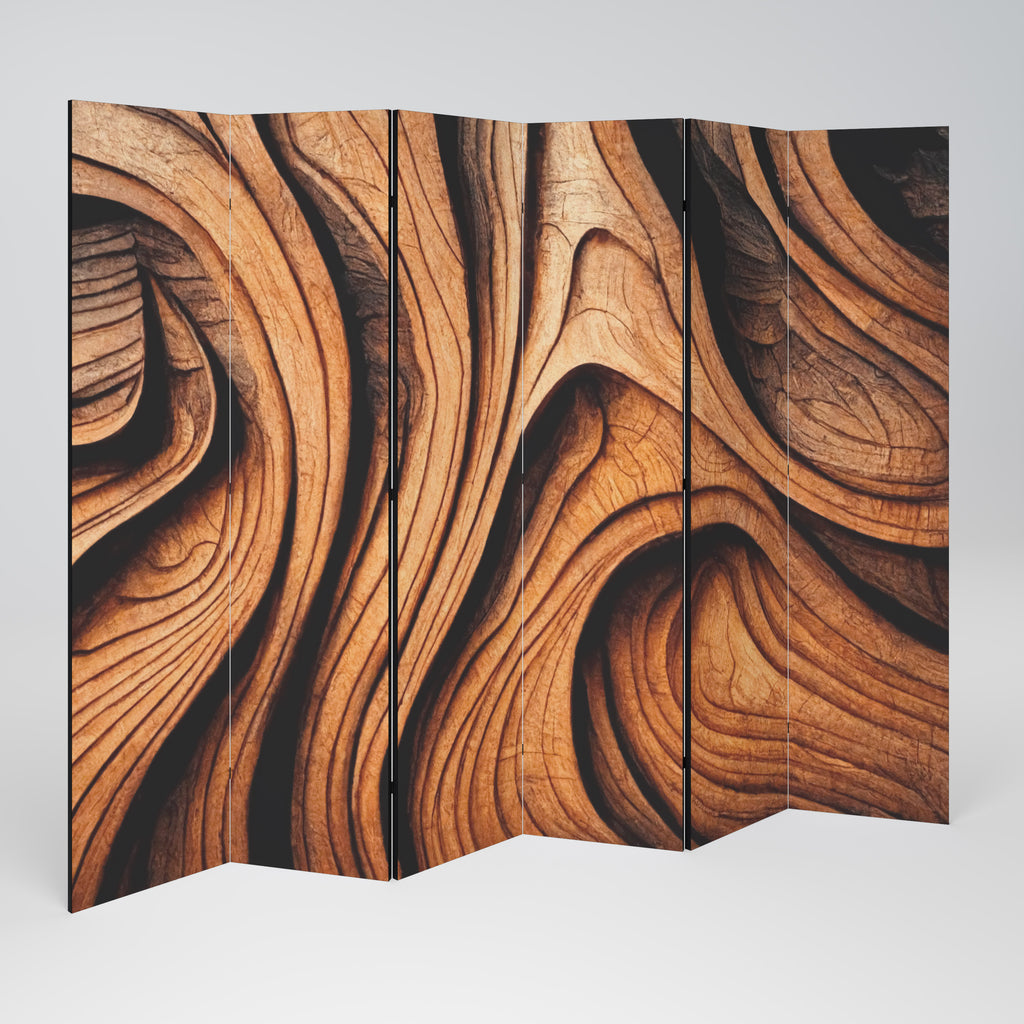 Biombo decorativo de 6 paneles WOODEN WAVES UNFOLDED