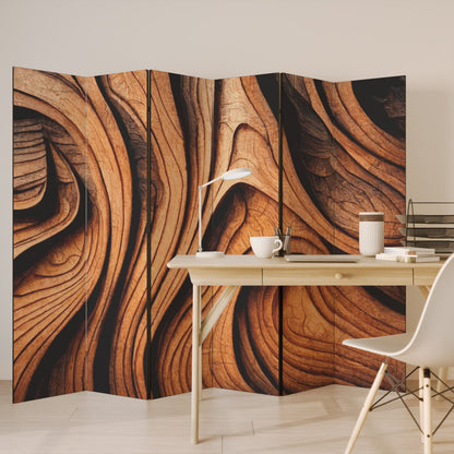 WOODEN WAVES UNFOLDED Biombo de 6 paneles