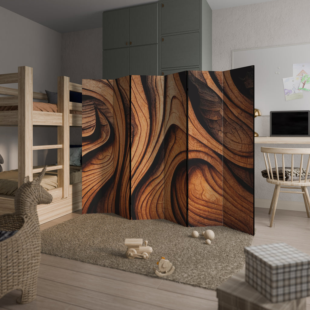 Biombo decorativo de 6 paneles WOODEN WAVES UNFOLDED