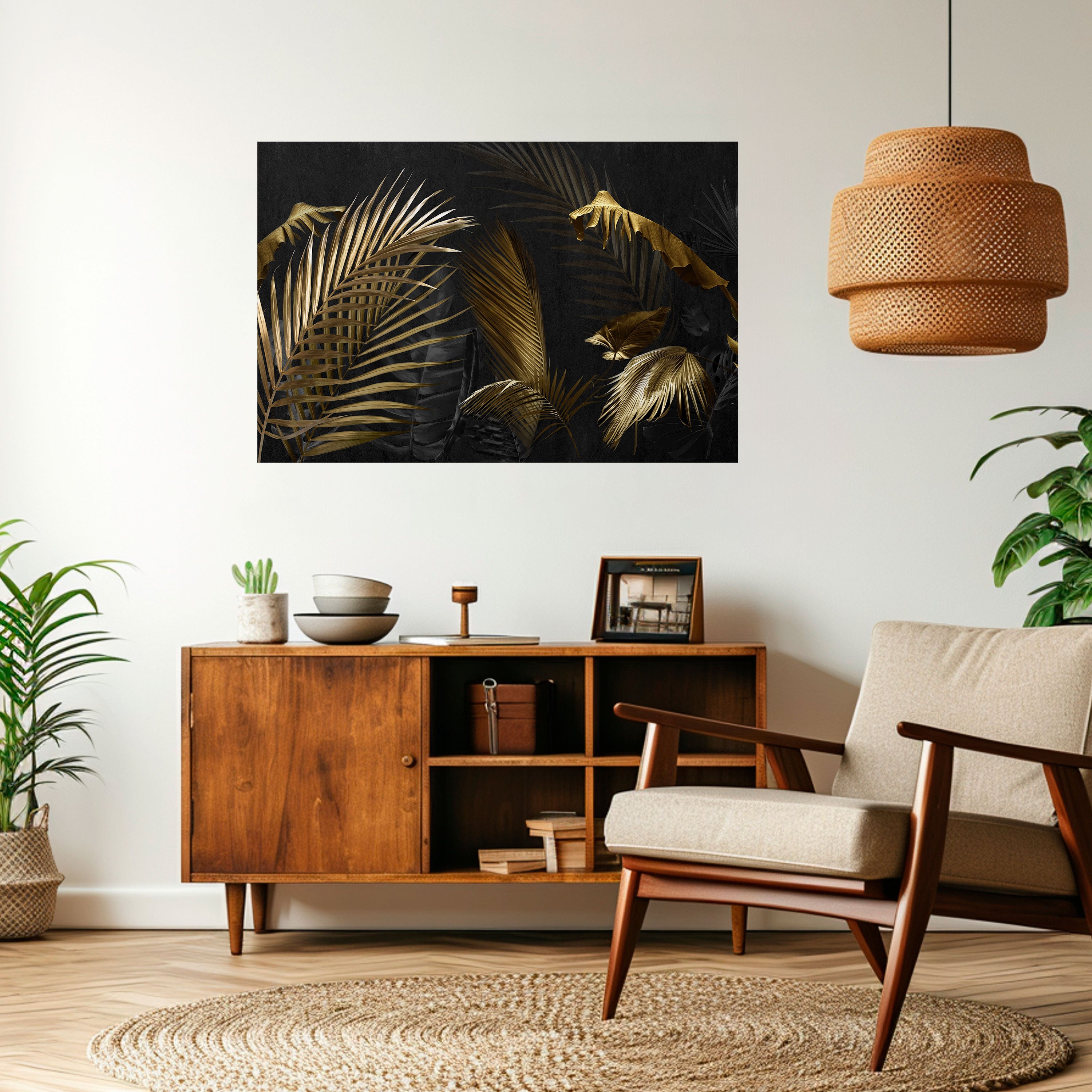 ELEGANCIA EN LA OSCURIDAD Póster horizontal autoadhesivo