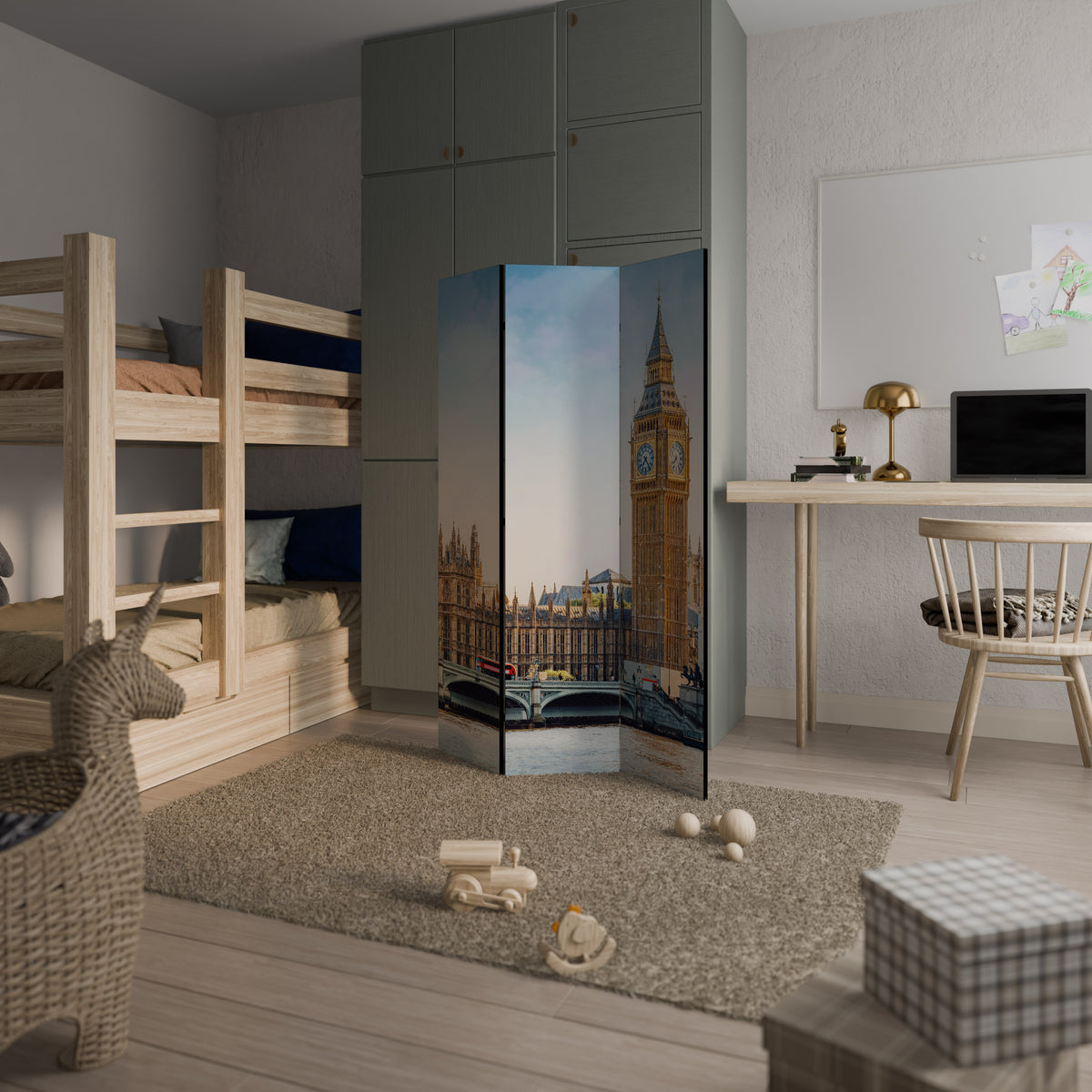 TIMELESS LONDON ELEGANCE Biombo de 3 paneles