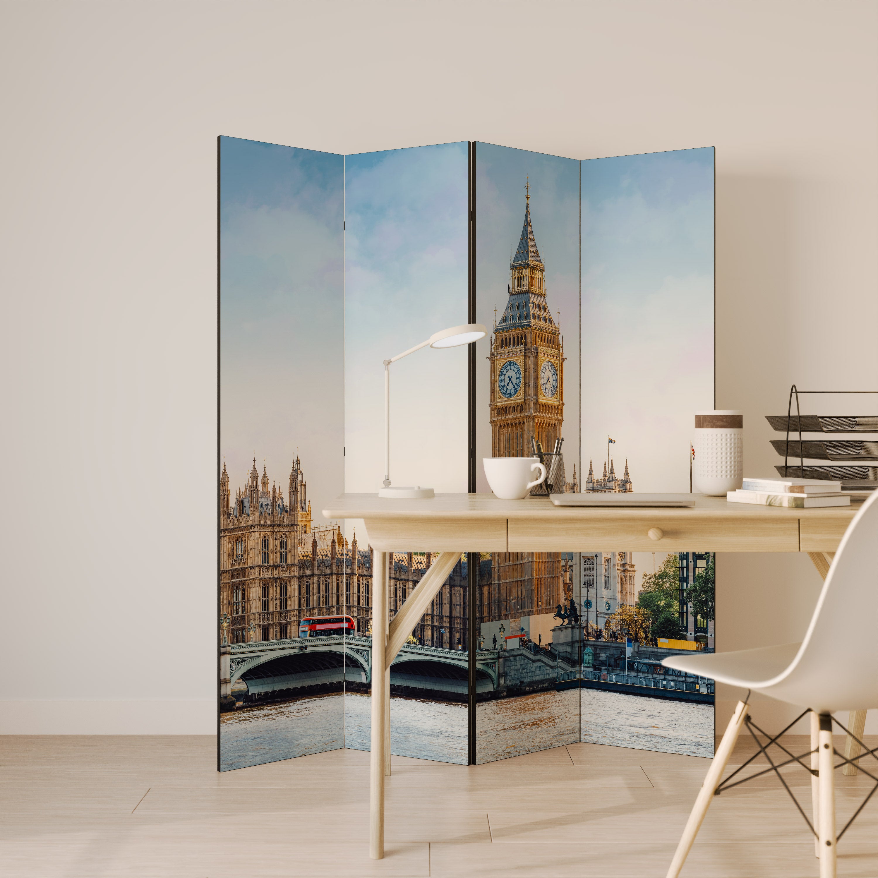 TIMELESS LONDON ELEGANCE 4-Panel Room Divider