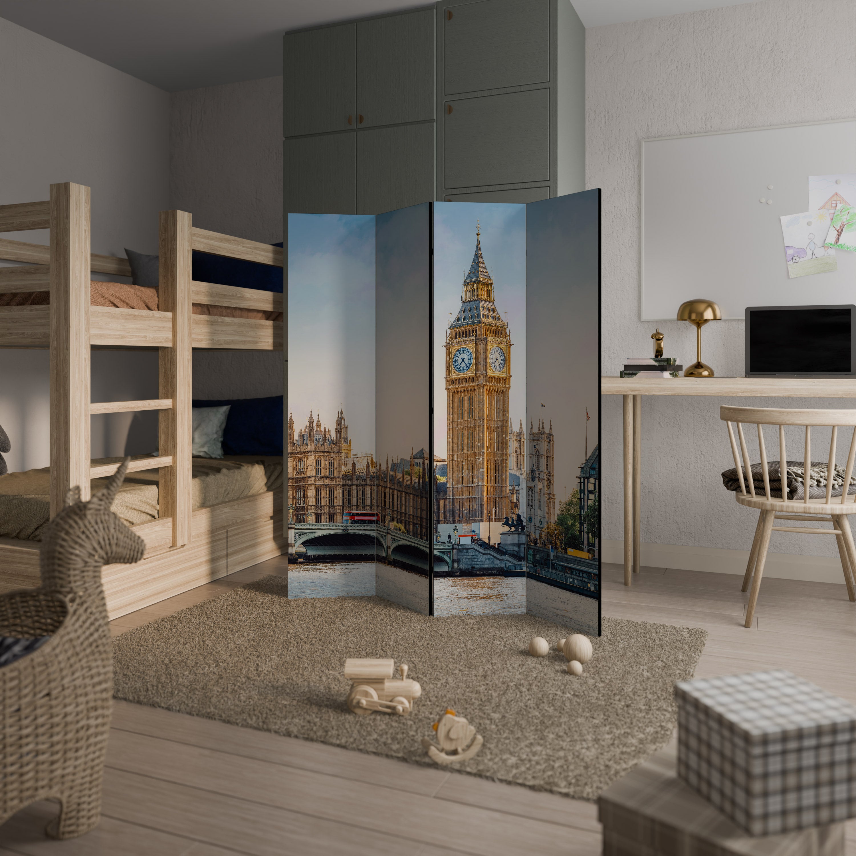 Biombo decorativo de 4 paneles TIMELESS ELEGANCE LONDON