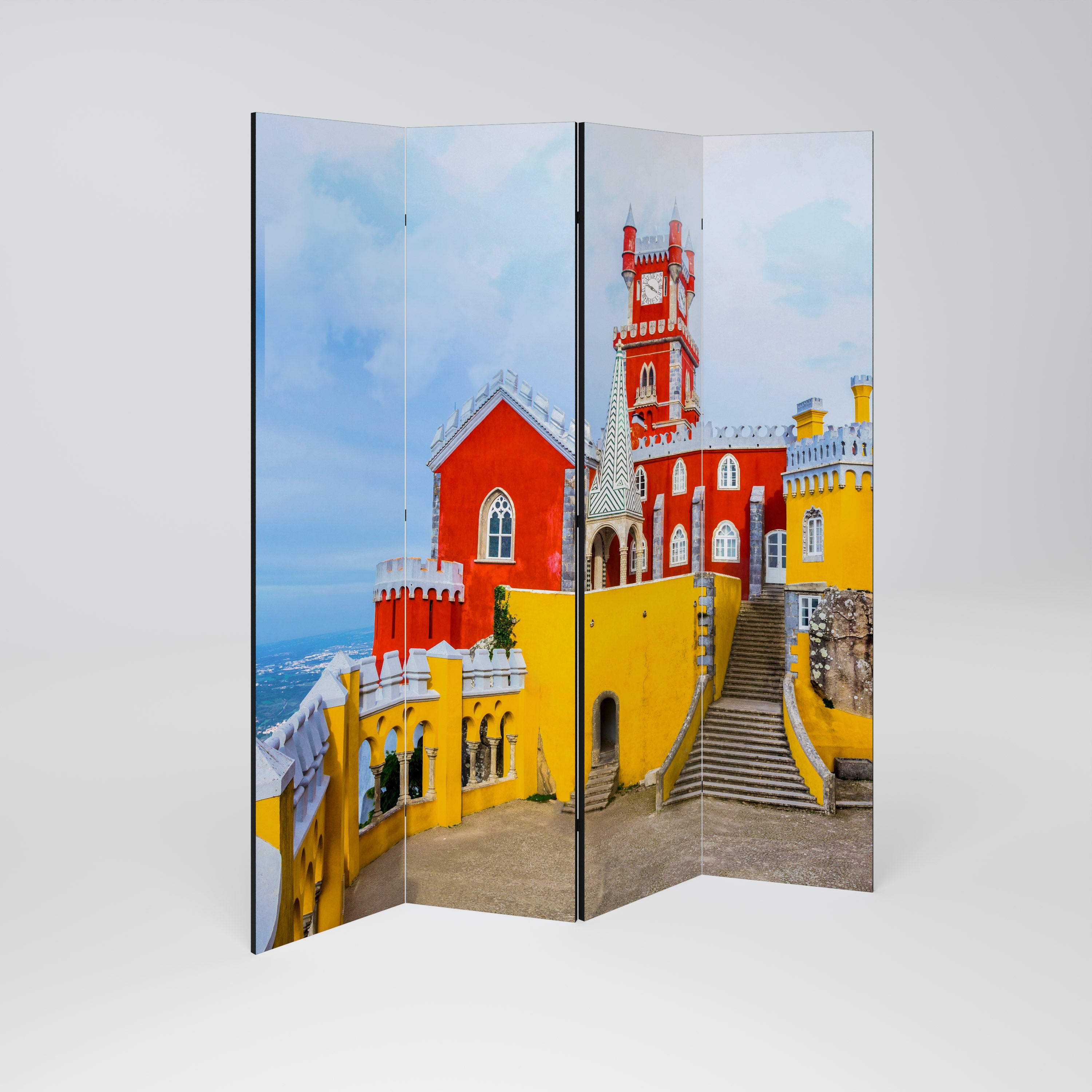 Pasillos de castillo coloridos Biombo decorativo de 4 paneles