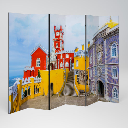 COLORFUL CASTLE CORRIDORS Biombo de 6 paneles