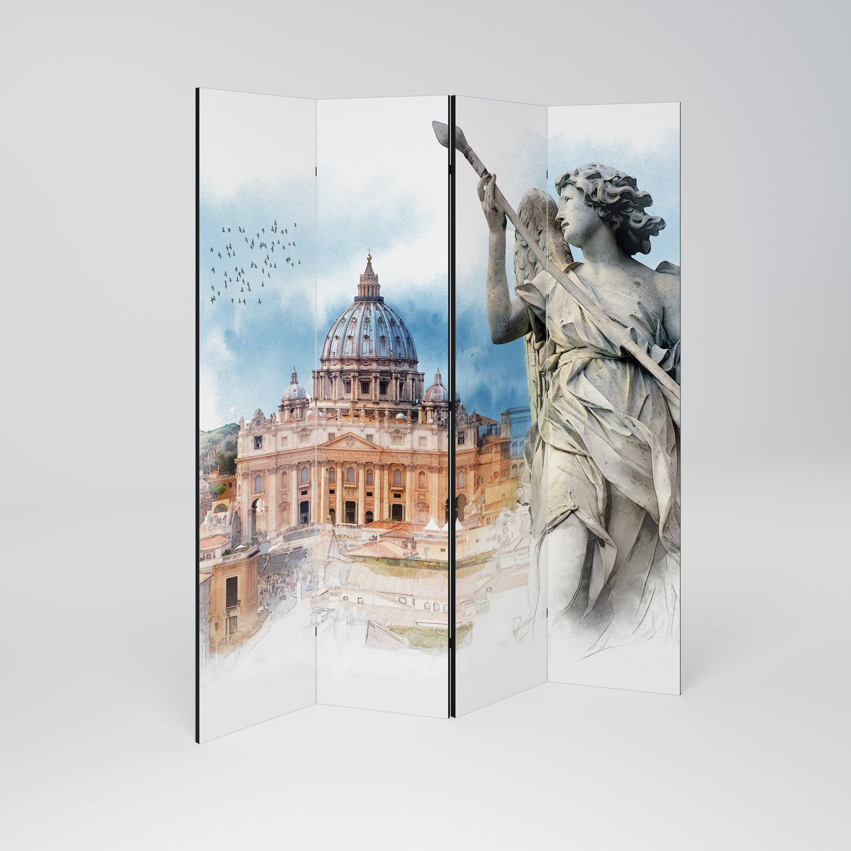 MYSTICAL CITYSCAPE RELIC Biombo de 4 paneles