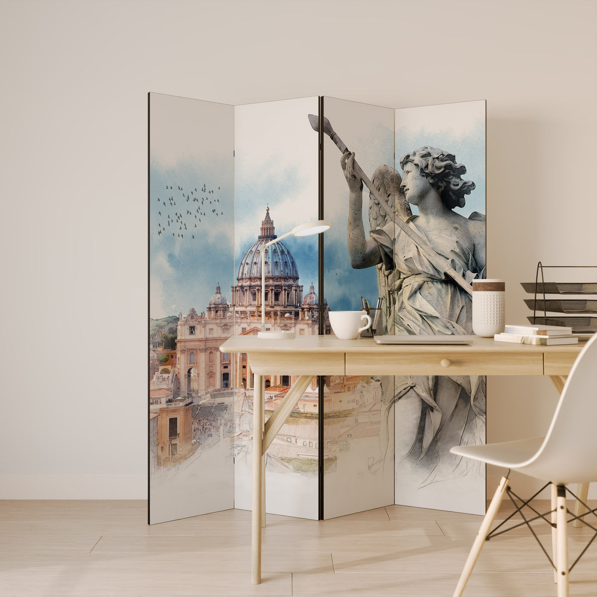 MYSTICAL CITYSCAPE RELIC Biombo de 4 paneles