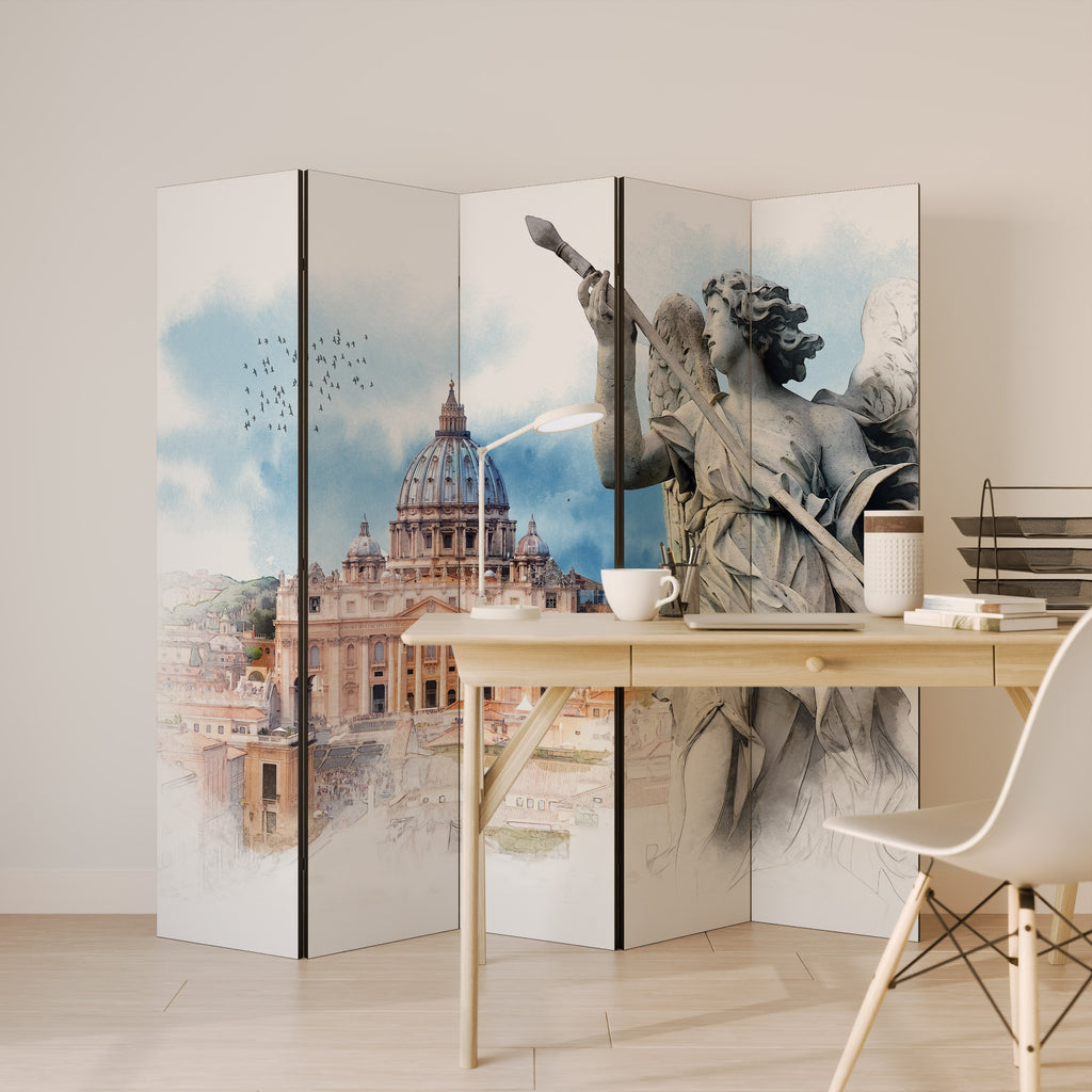 MYSTICAL CITYSCAPE RELIC Decorative 5-Panel Room Divider