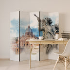 MYSTICAL CITYSCAPE RELIC Biombo Decorativo de 5 Paneles