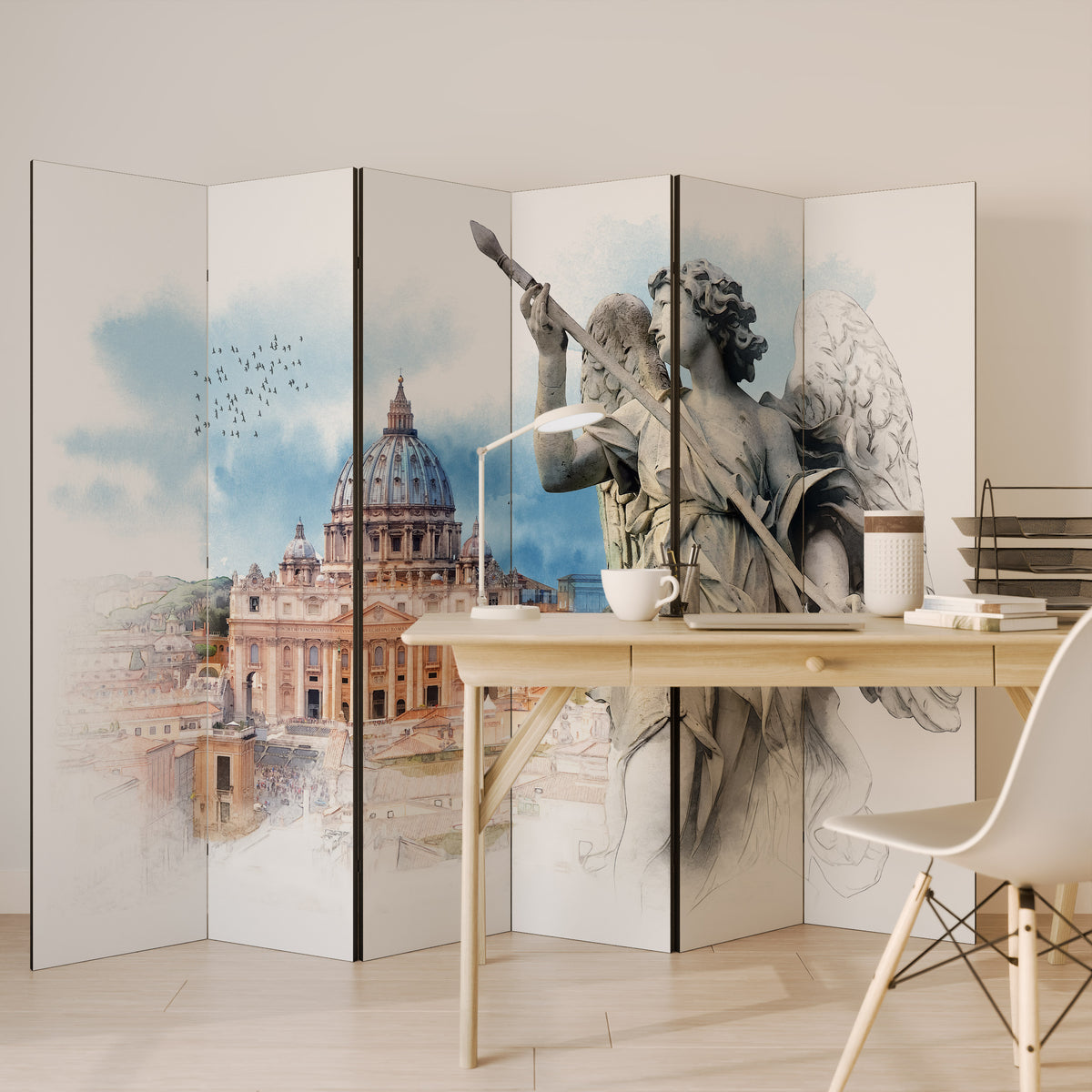 MYSTICAL CITYSCAPE RELIC Biombo de 6 paneles