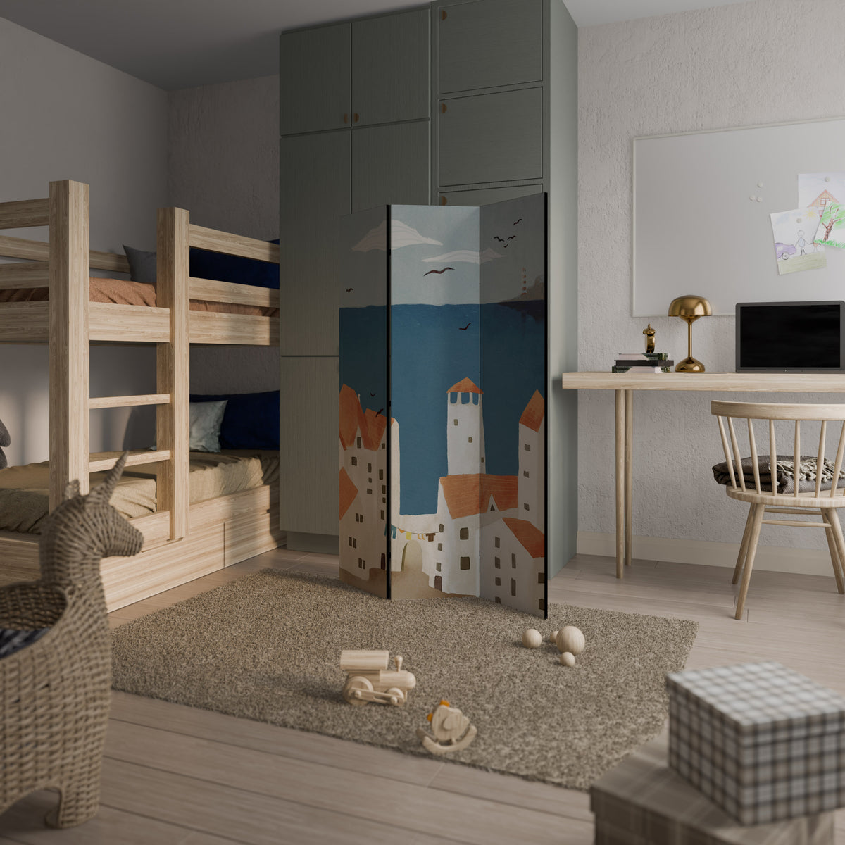 COASTLAND VILLAGE Biombo de 3 paneles