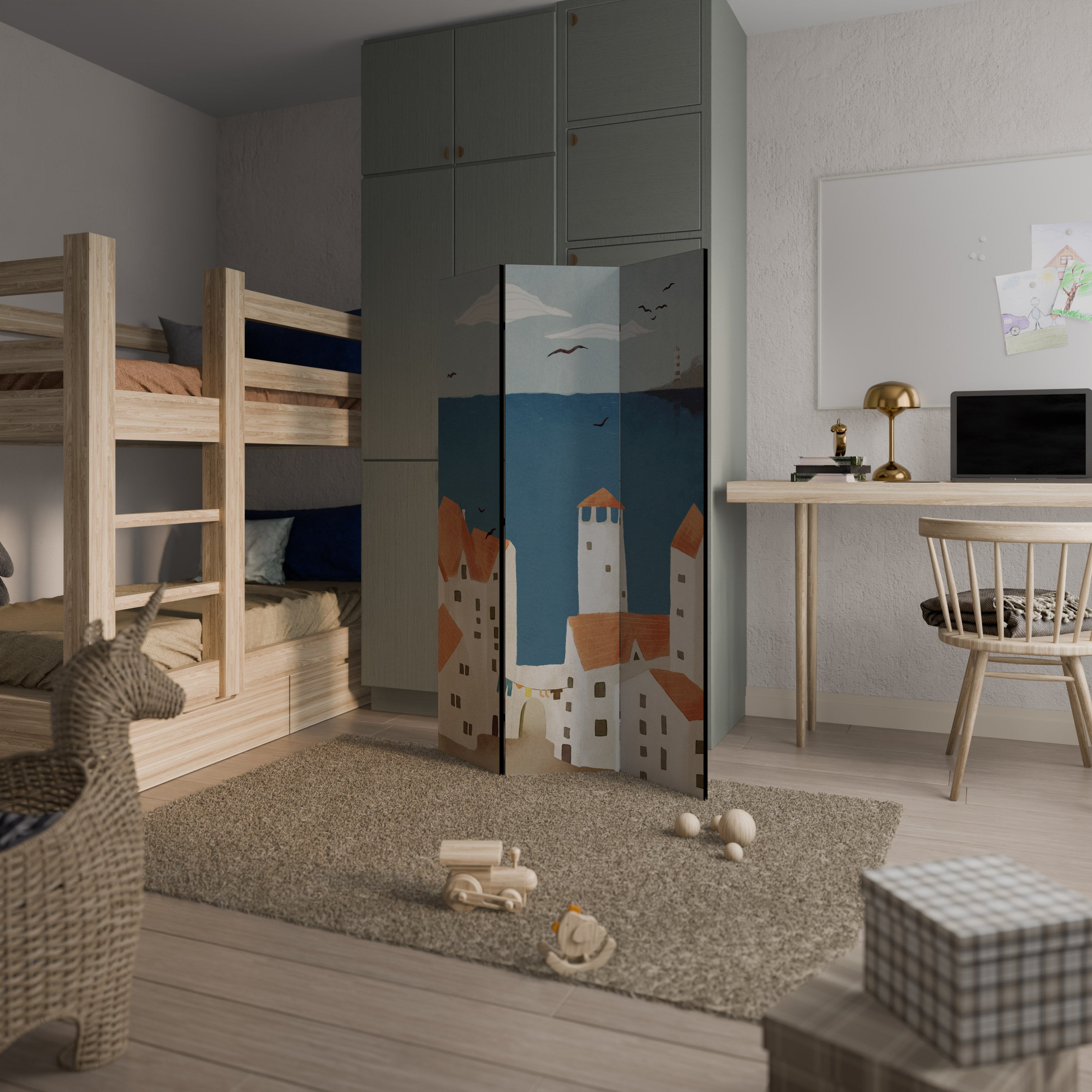 COASTLAND VILLAGE Biombo de 3 paneles