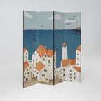 COASTLAND VILLAGE Biombo Decorativo de 4 Paneles