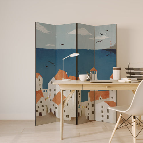 COASTLAND VILLAGE Biombo Decorativo de 4 Paneles