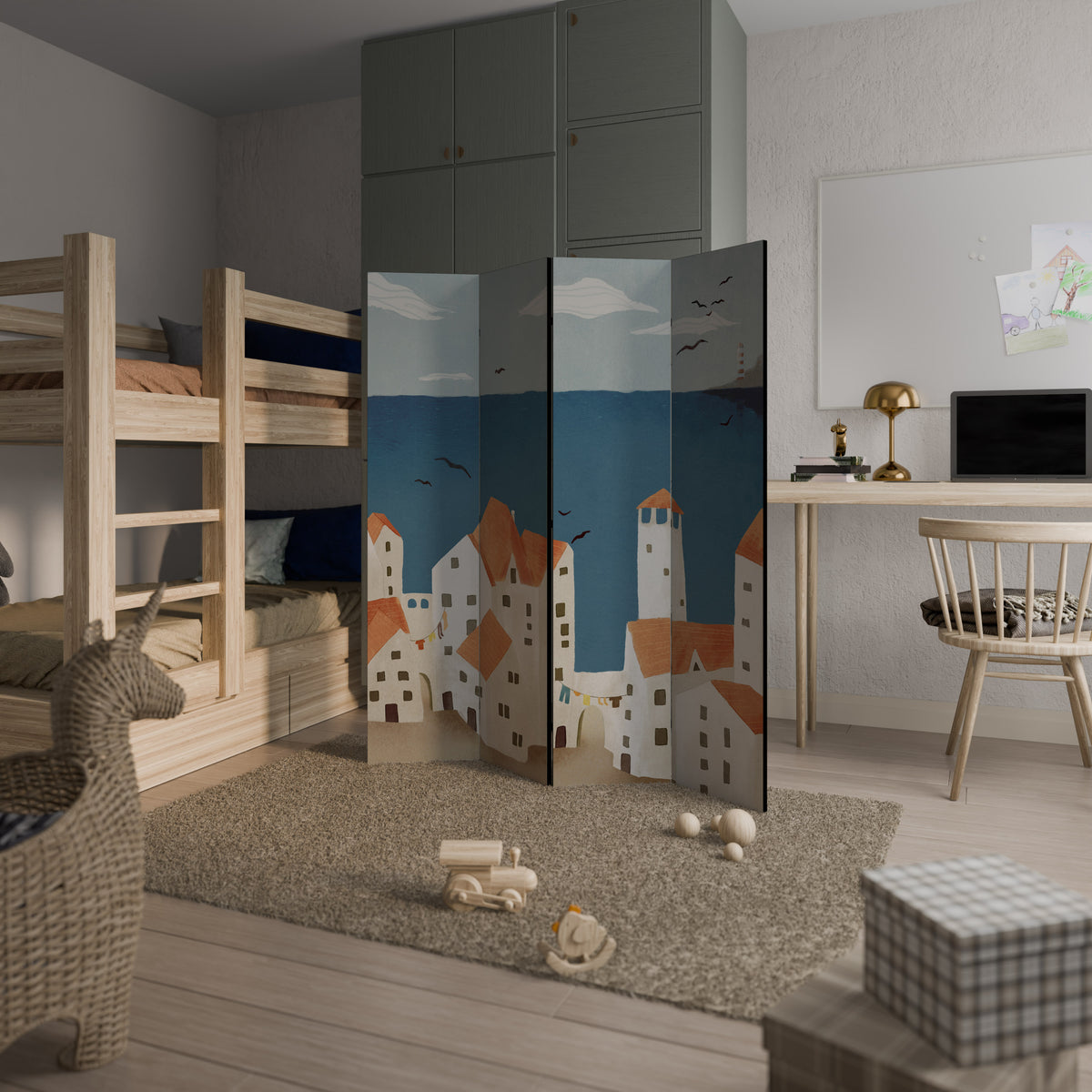 COASTLAND VILLAGE Biombo de 4 paneles
