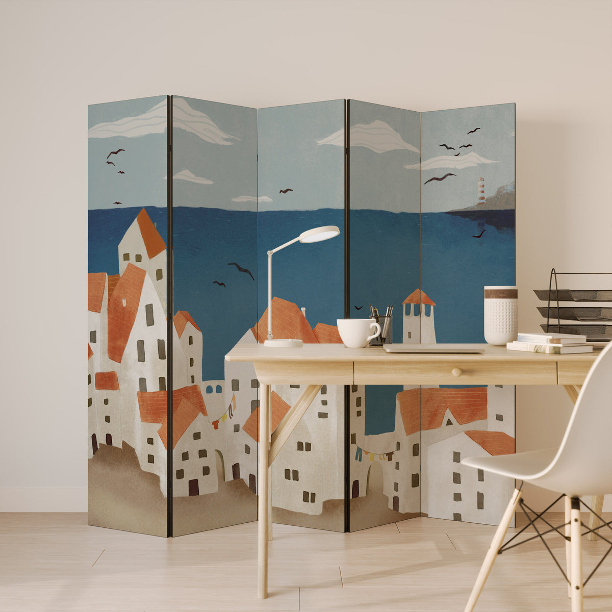 COASTLAND VILLAGE Biombo de 5 paneles