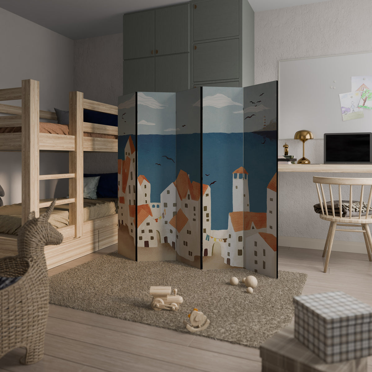 COASTLAND VILLAGE Biombo de 5 paneles