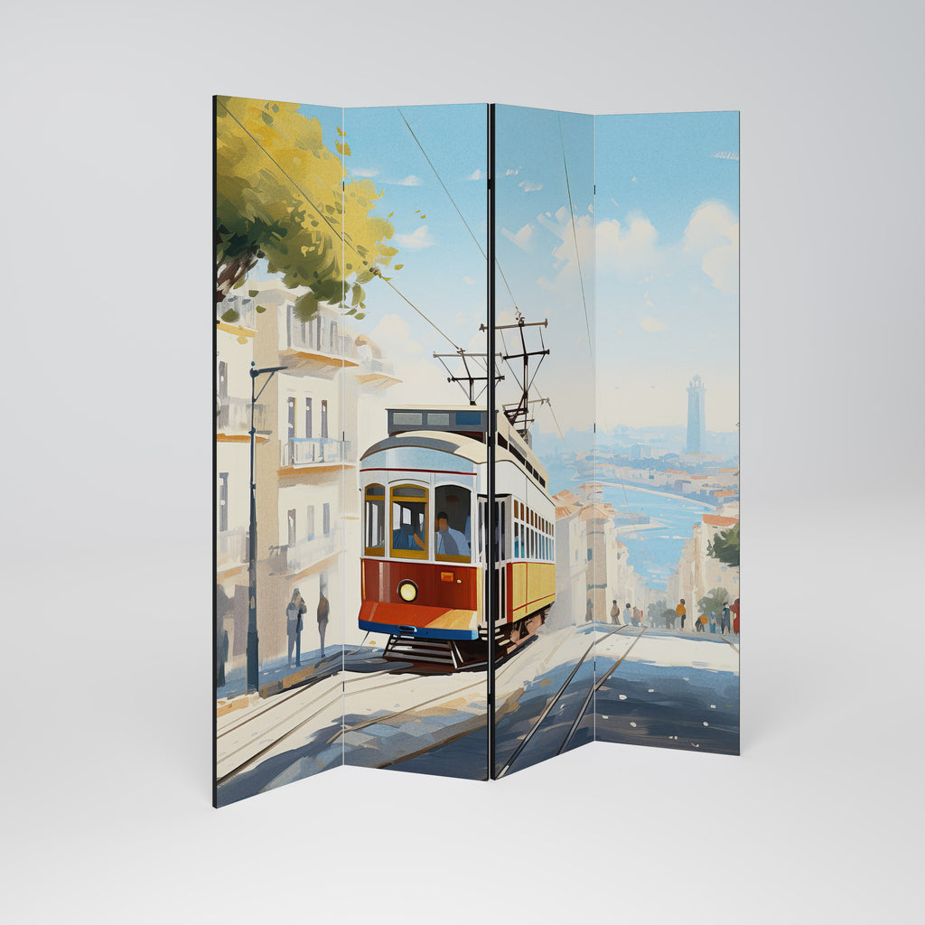 Biombo decorativo de 4 paneles TRAMWAY DREAMSCAPE