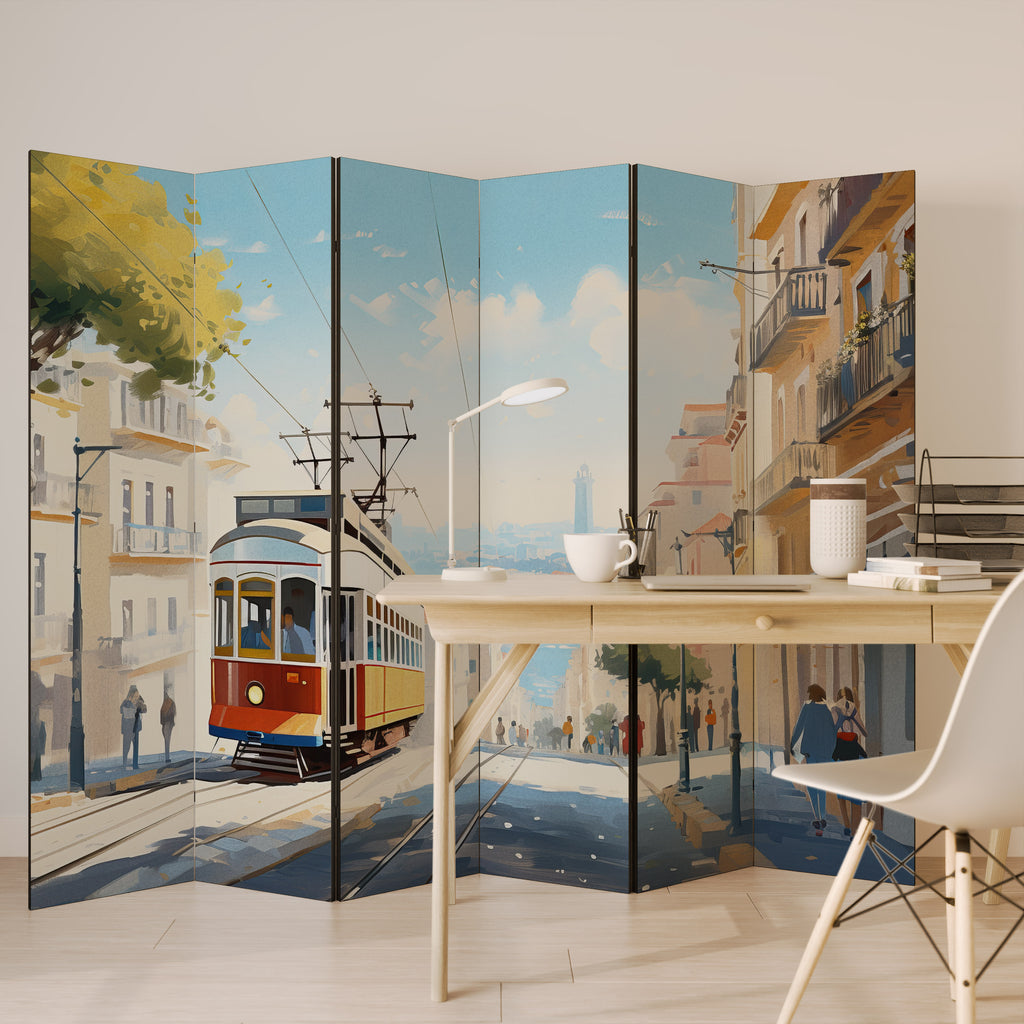 Biombo decorativo de 6 paneles TRAMWAY DREAMSCAPE