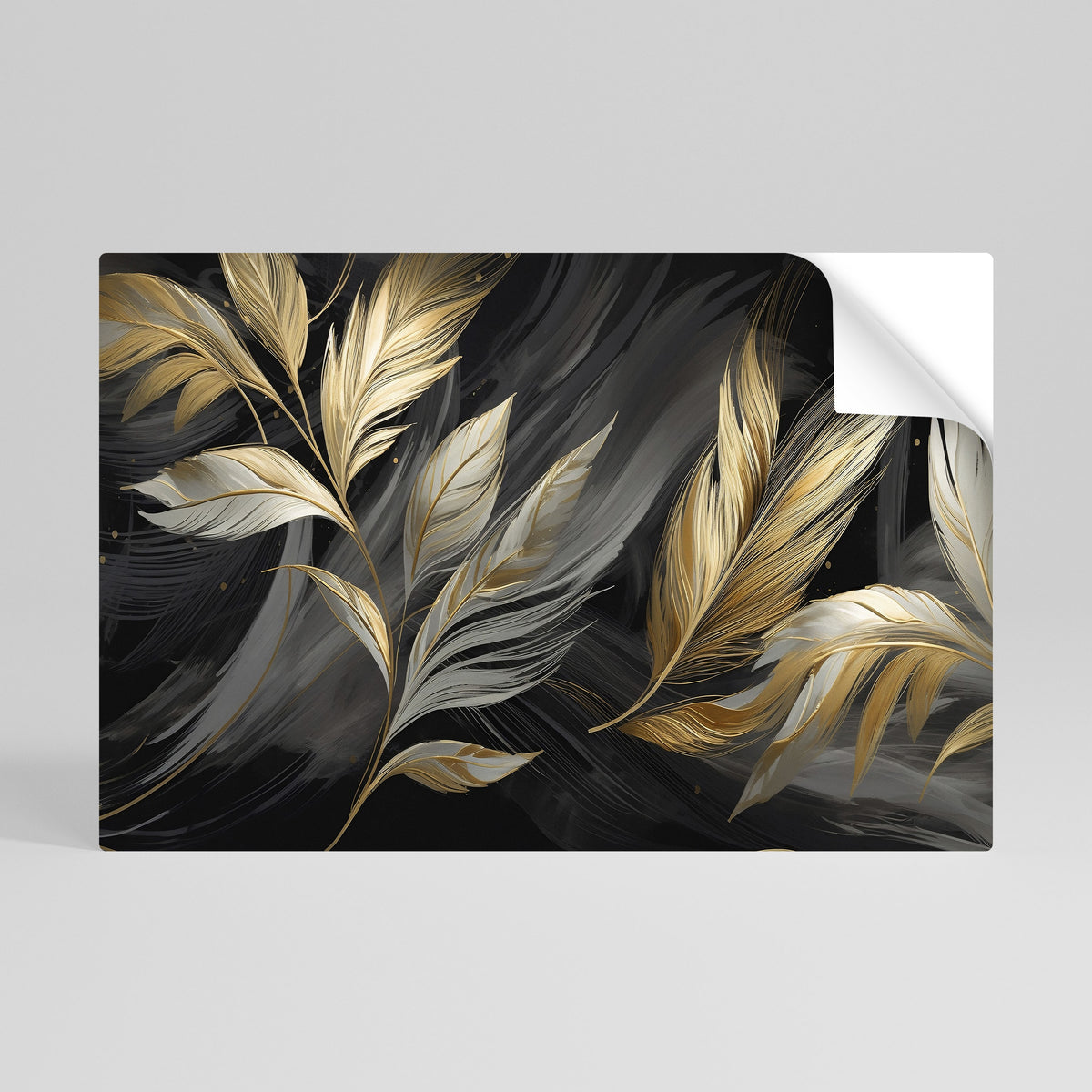 MYSTIC GOLD LEAVES Póster adhesivo horizontal