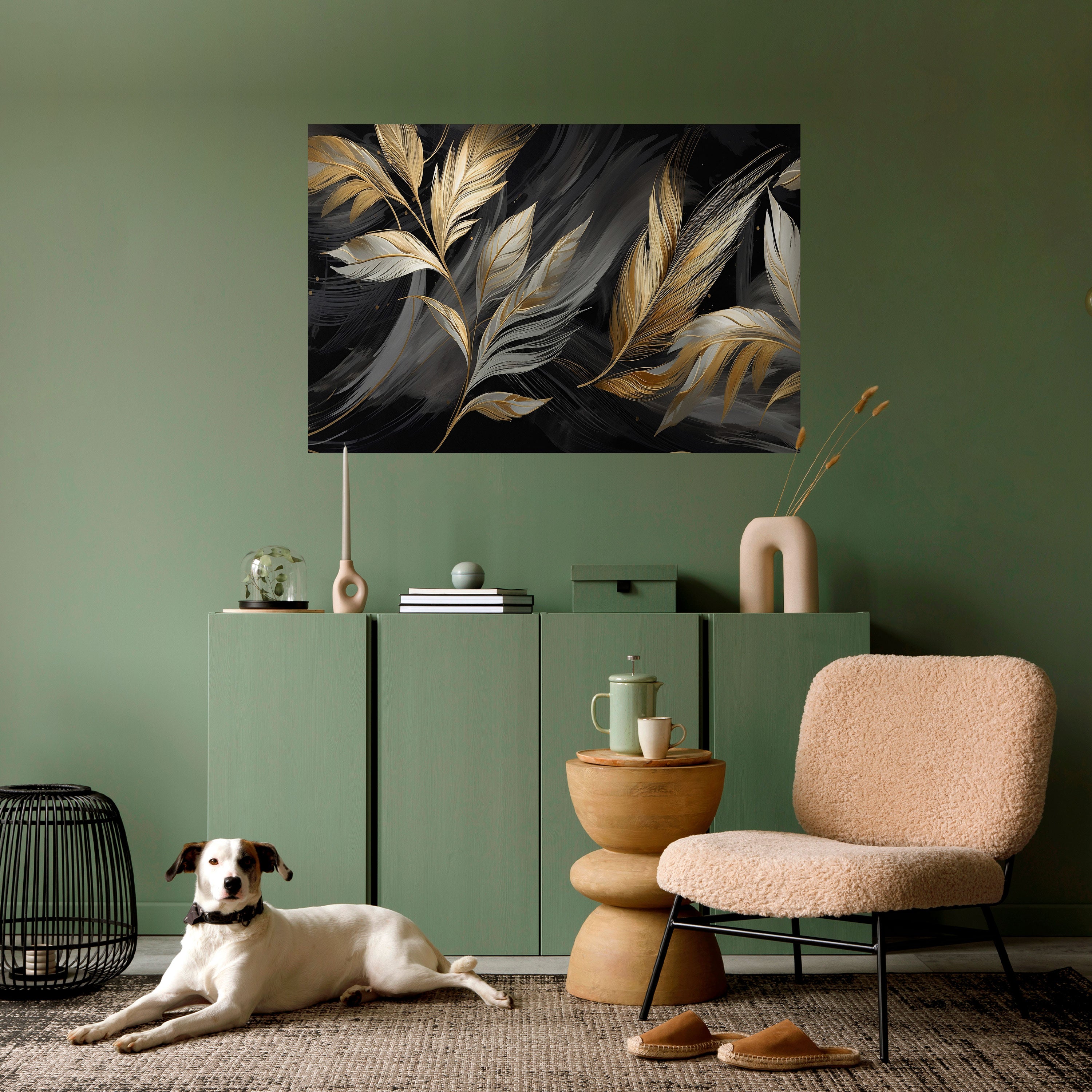 Póster horizontal autoadhesivo Mystic Gold Leaves