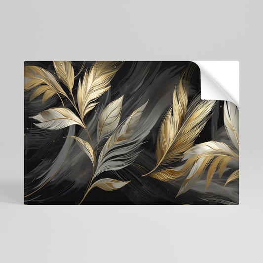 MYSTIC GOLD LEAVES Póster adhesivo horizontal