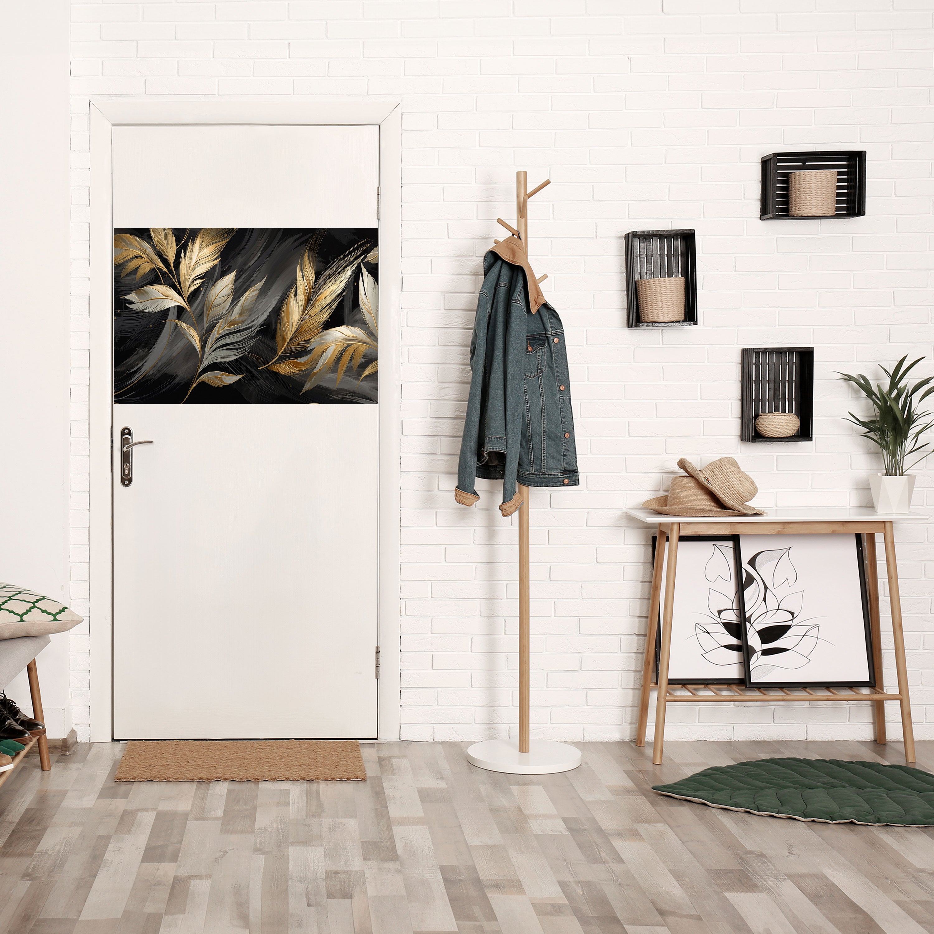 Póster horizontal autoadhesivo Mystic Gold Leaves