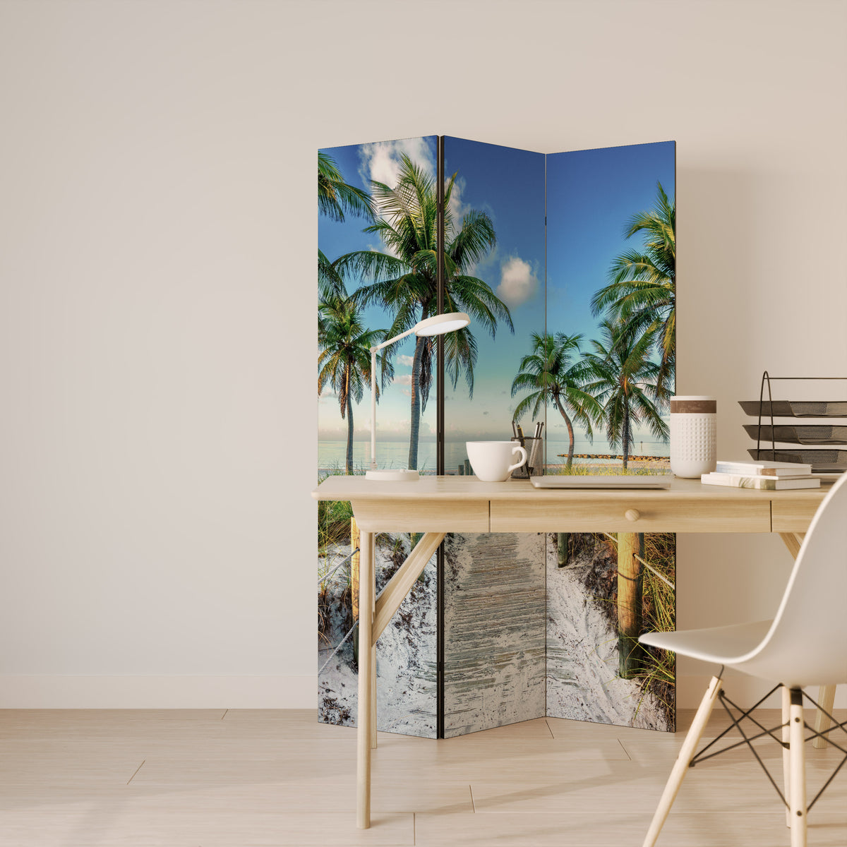 BREEZY COASTAL RETREAT Biombo de 3 paneles