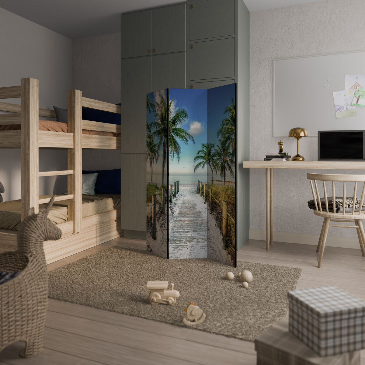 BREEZY COASTAL RETREAT Biombo de 3 paneles