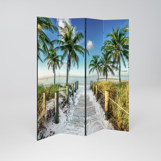 BREEZY COASTAL RETREAT Biombo de 4 paneles