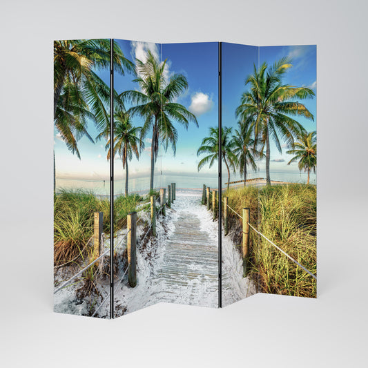 BREEZY COASTAL RETREAT Biombo de 5 paneles