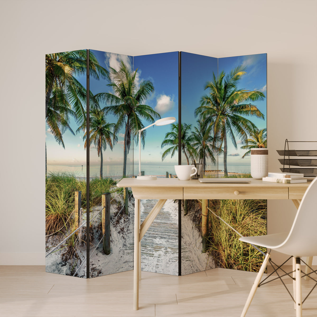 BREEZY COASTAL RETREAT Biombo de 5 paneles
