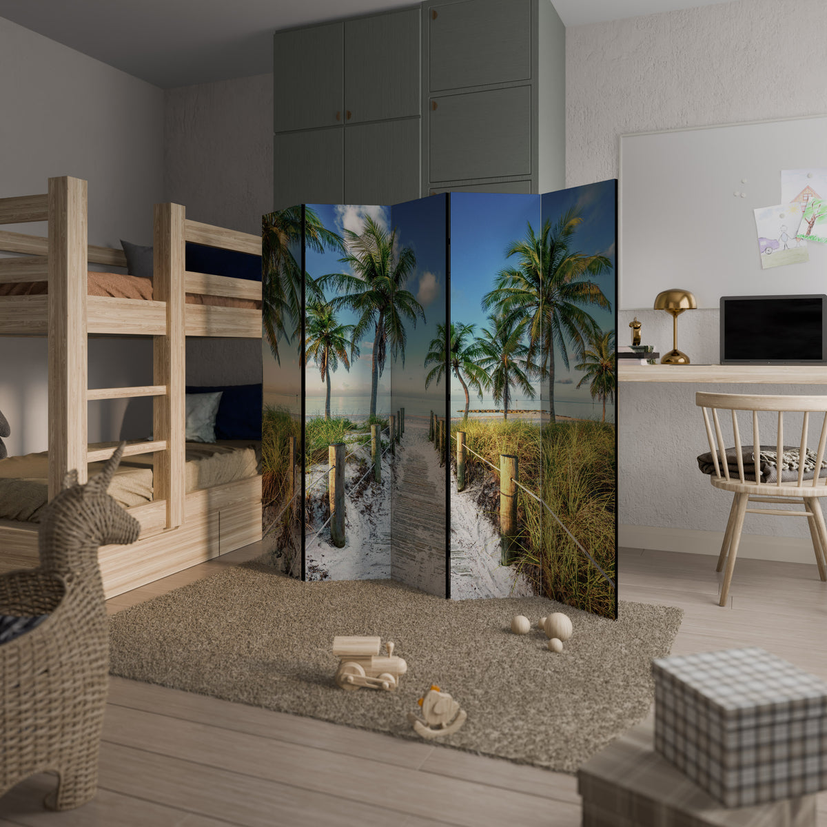 BREEZY COASTAL RETREAT Biombo de 5 paneles