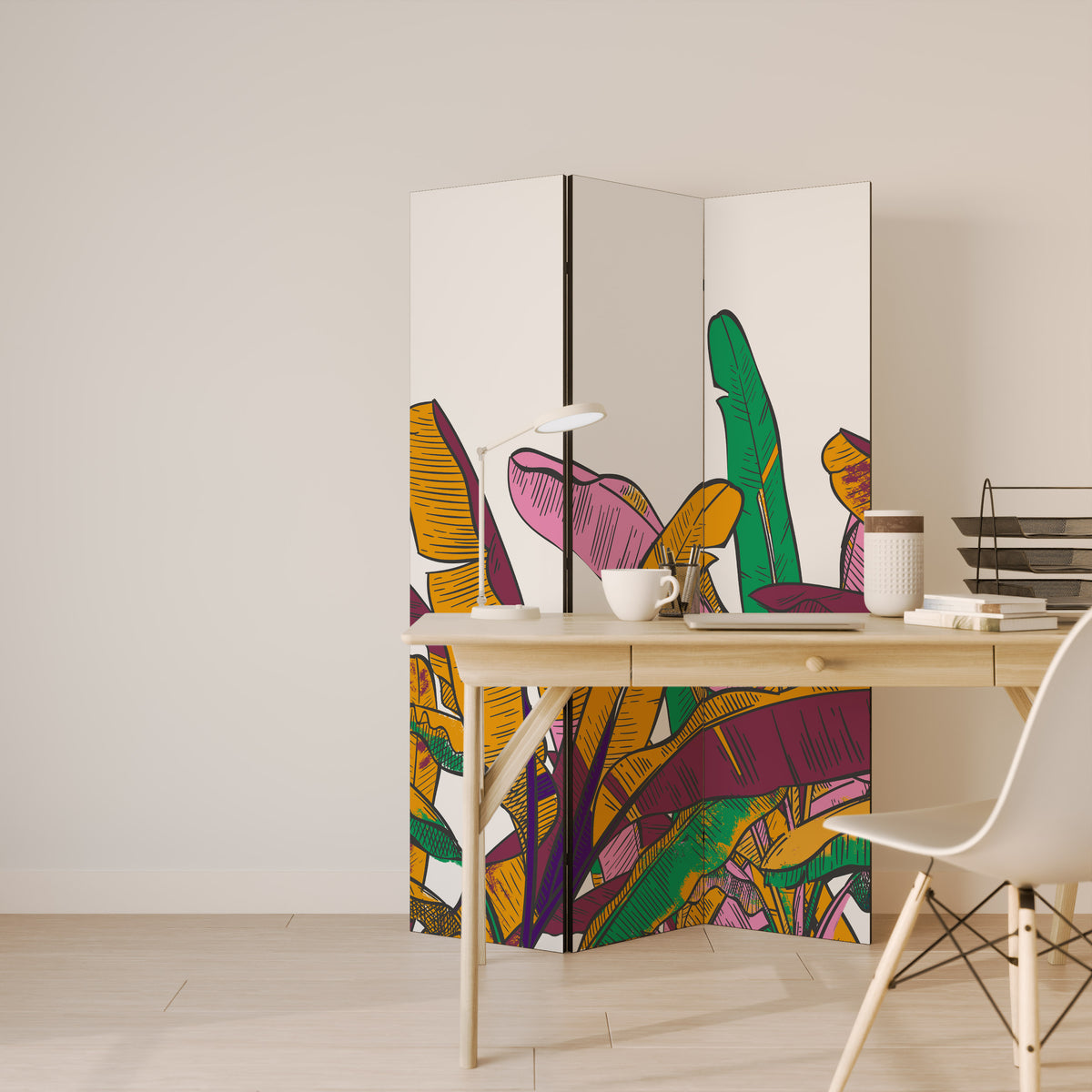 TROPICAL GLOW Biombo de 3 paneles