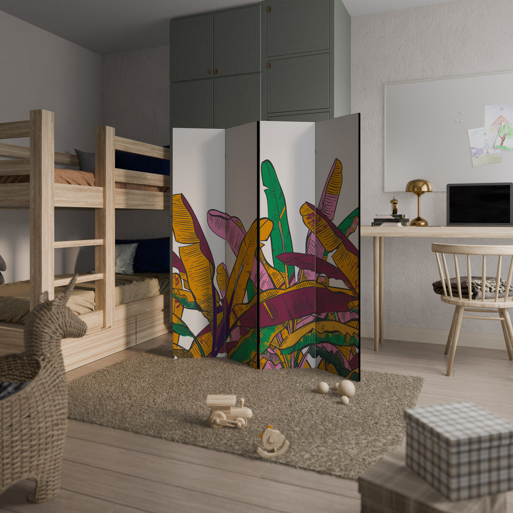 Biombo decorativo de 4 paneles TROPICAL GLOW